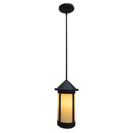 Arroyo Craftsman 7" Berkeley Long Body Stem Hung Pendant, Pewter, Cream Glass BSH-7LCR-P